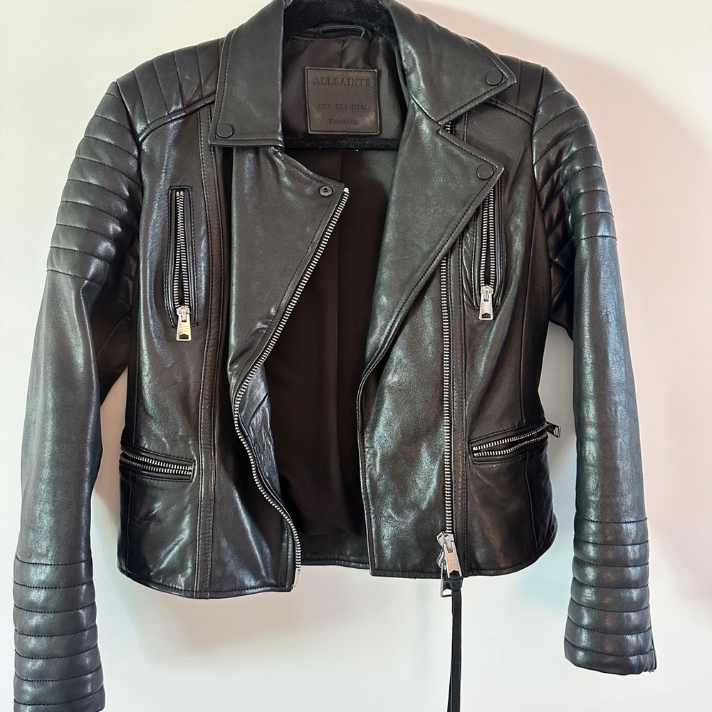 All Saints leather jacket women size US 2